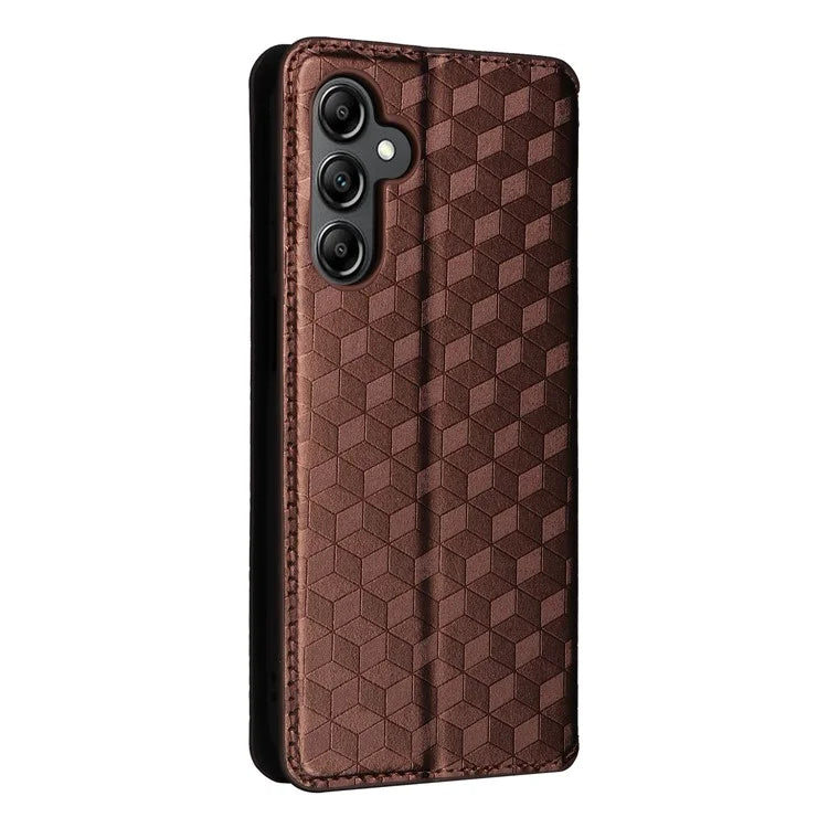 For Samsung Galaxy A15 4G / 5G Leather Case Phone Wallet Cover Rhombus Pattern