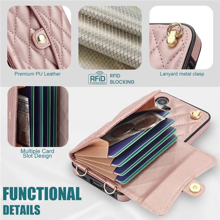 026 For Samsung Galaxy A15 4G / 5G Card Case Kickstand Leather+TPU Cover with 2 Straps