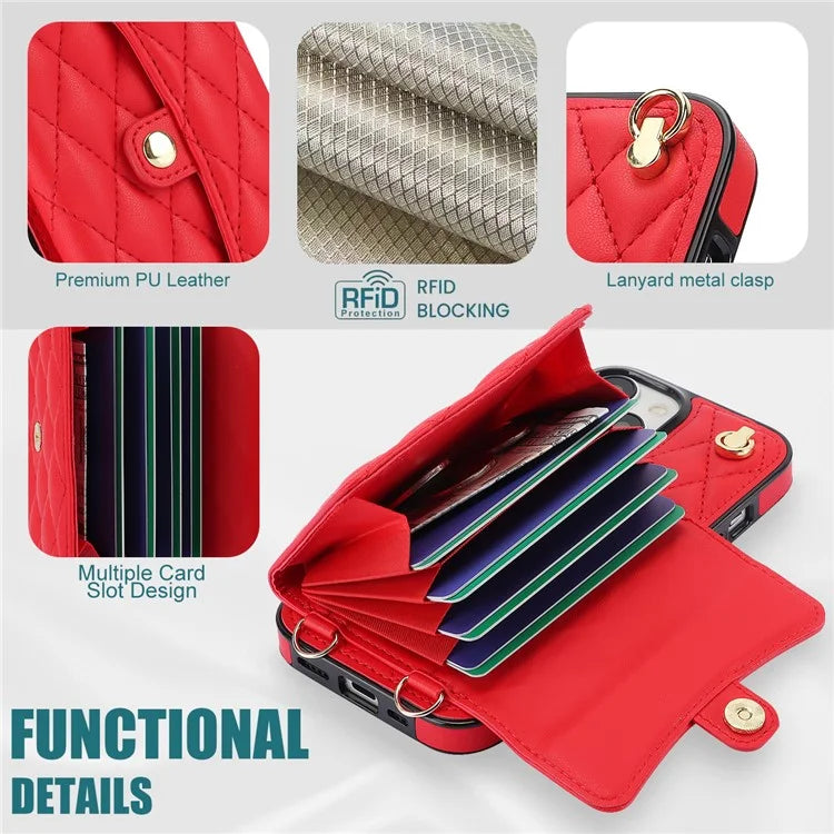 026 For iPhone 13 mini Phone Card Case Leather Coated TPU Kickstand Cover