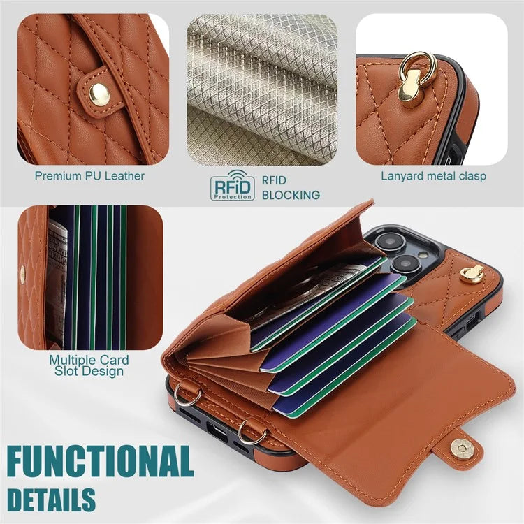 026 For iPhone 14 Pro Max RFID Blocking Phone Cover with Card Case Holder
