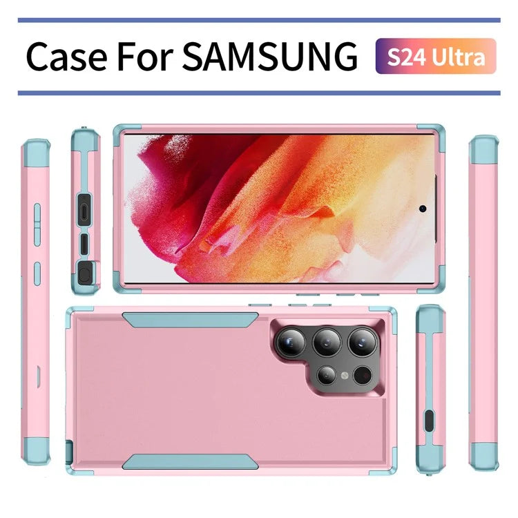 Commuter Series For Samsung Galaxy S24 Ultra Cell Phone Case TPU+PC Back Shell / Grey Green