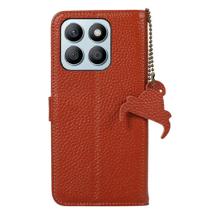 For Honor X8b 4G Phone Case Genuine Cow Leather Wallet Cover RFID Blocking