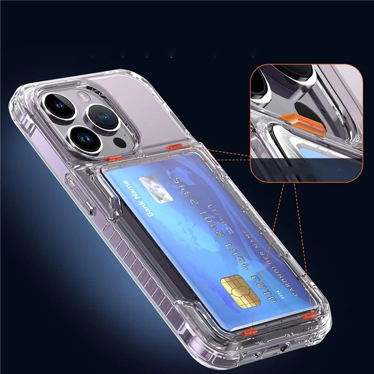 For iPhone 14 Pro Max Clear Case PC+TPU Kickstand Cover Card Slot