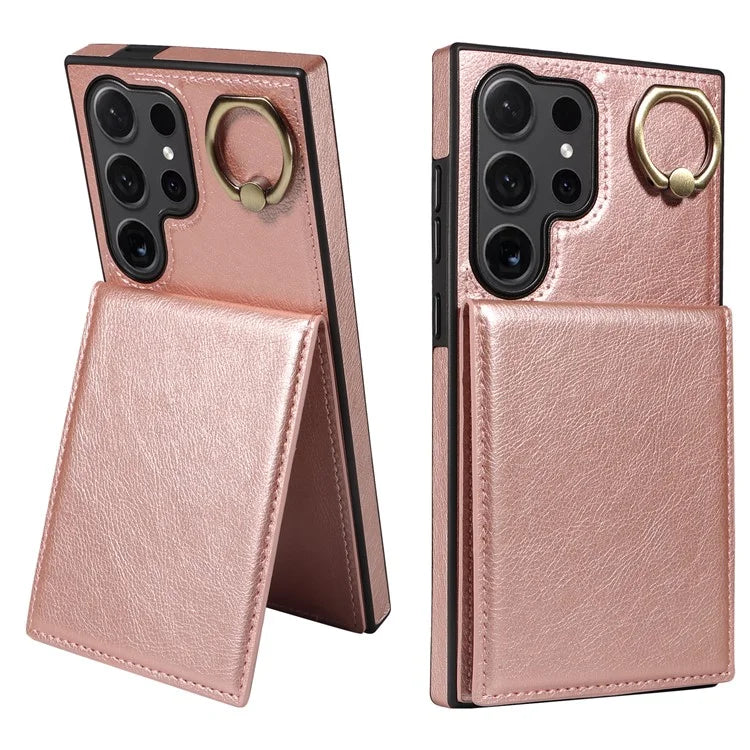 004 for Samsung Galaxy S24 Ultra Phone Case Litchi Texture Back Cover Card Holder