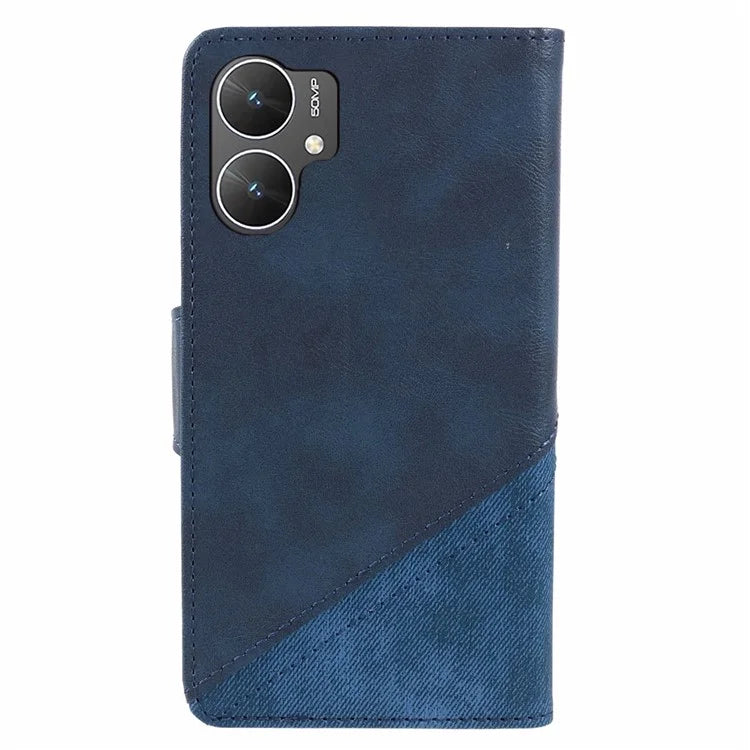 For Xiaomi Poco M6 5G Cell Phone Case Splicing Crazy Horse Texture PU Leather Drop-proof Cover