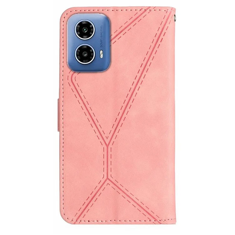 HT05 For Motorola Moto G04 4G/G24 4G Magnetic Case Skin-touch Leather Imprinted Line Cover