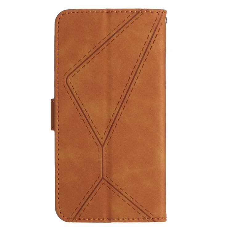 HT05 For Motorola Moto G Power (2024) Case Splicing Lines Imprinted Skin-touch Phone Wallet Cover