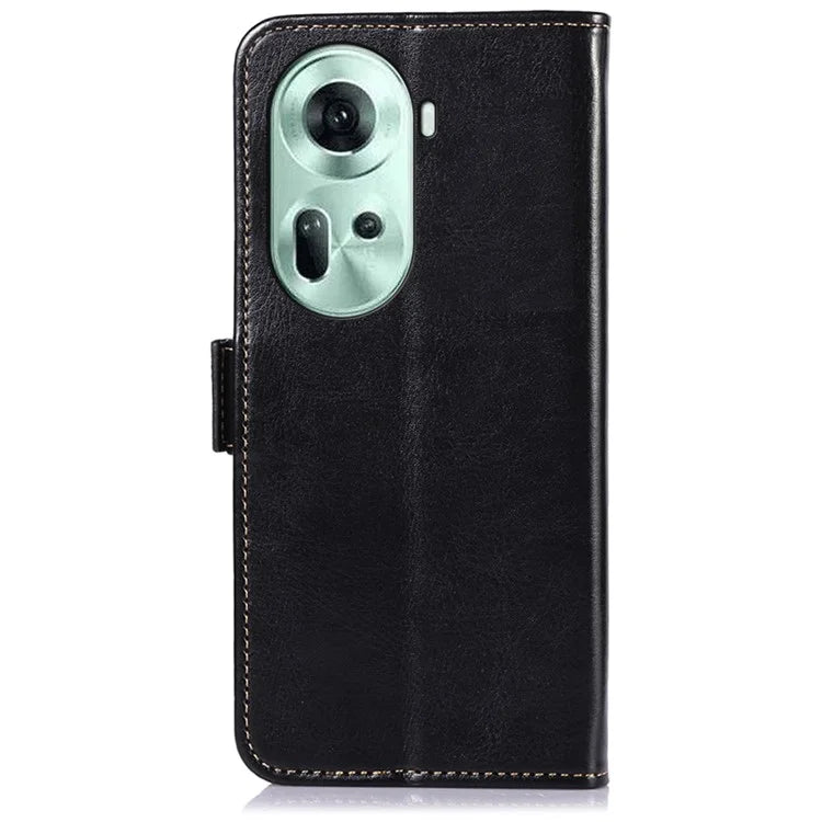 ABEEL For Oppo Reno11 5G (Global) Magnetic Phone Case Crazy Horse Texture Stand Cover