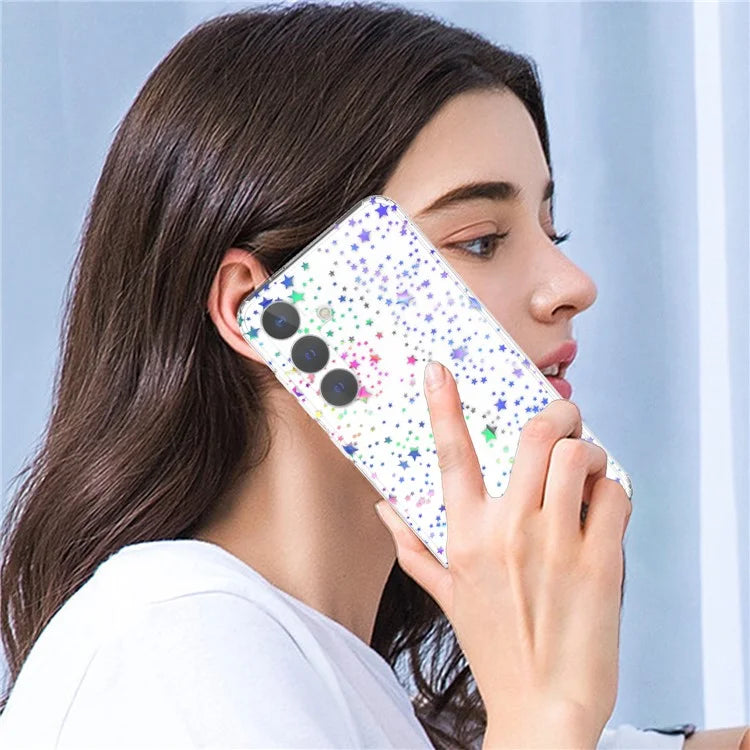 For Samsung Galaxy S24+ Cell Phone Case Stylish Laser Pattern PC + TPU Back Cover