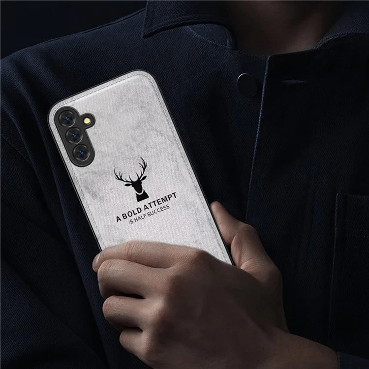 For Samsung Galaxy A15 4G / 5G Phone Case Imprinted Deer Pattern PU Leather Back Cover