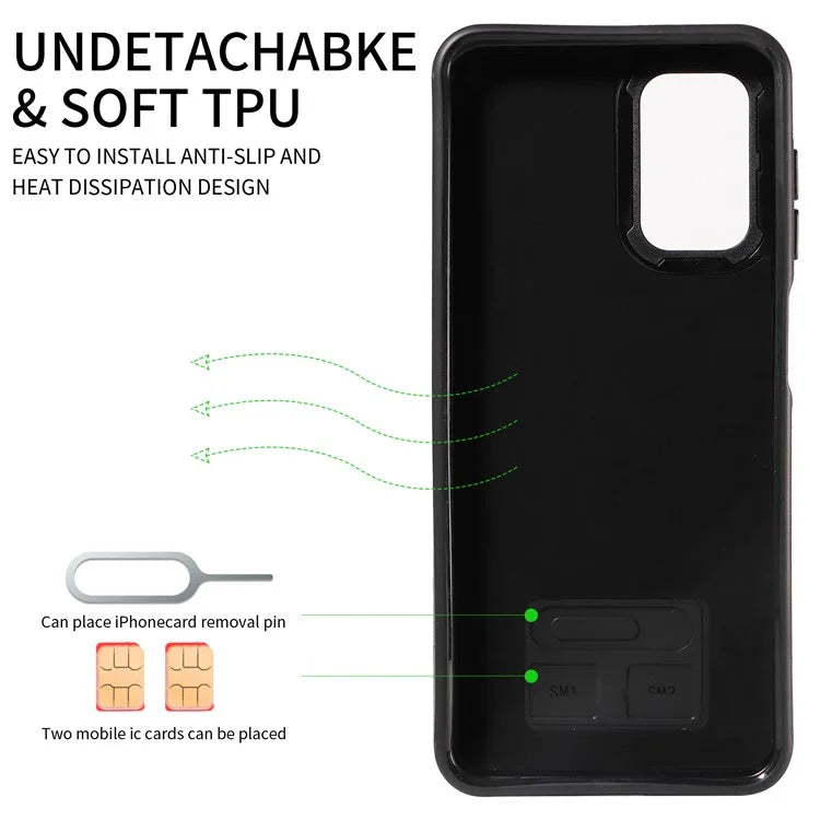 006 For Samsung Galaxy A13 4G / A13 5G / A04 4G (164.4 x 76.3 x 9.1 mm) / A04S 4G (164.7 x 76.7 x 9.1 mm) Case PU TPU Cover with Card Holder