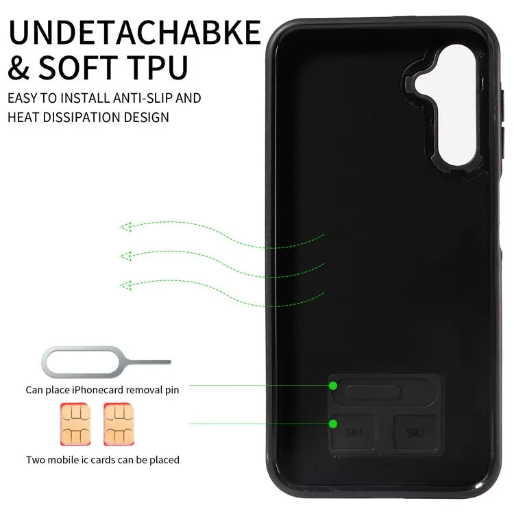 006 For Samsung Galaxy A24 4G (162.1 x 77.6 x 8.3mm) / A25 5G (Global) (161.0 x 76.5 x 8.3mm) Case with Card Bag Kickstand Back Cover