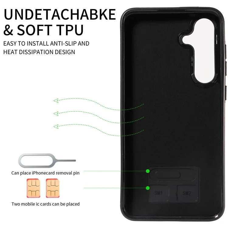 006 For Samsung Galaxy S24+ Case Card Bag PU TPU Back Cover with Ring Holder