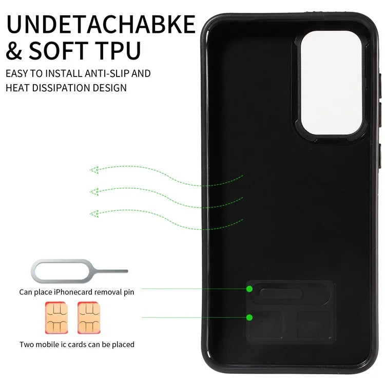006 For Samsung Galaxy S23+ Case Ring Kickstand PU TPU Phone Cover with Card Slot