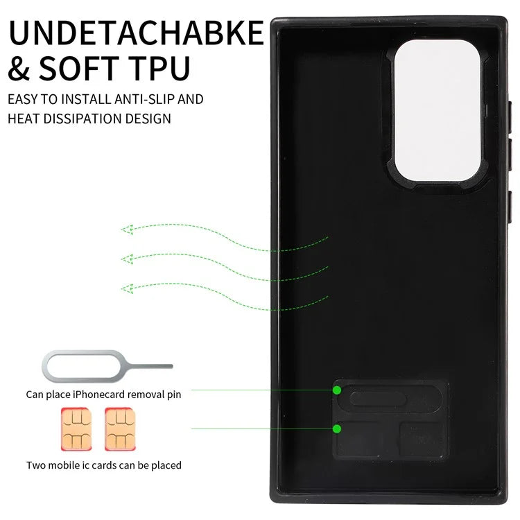 006 For Samsung Galaxy S22 Ultra 5G Case Kickstand PU TPU Back Cover with Card Slot