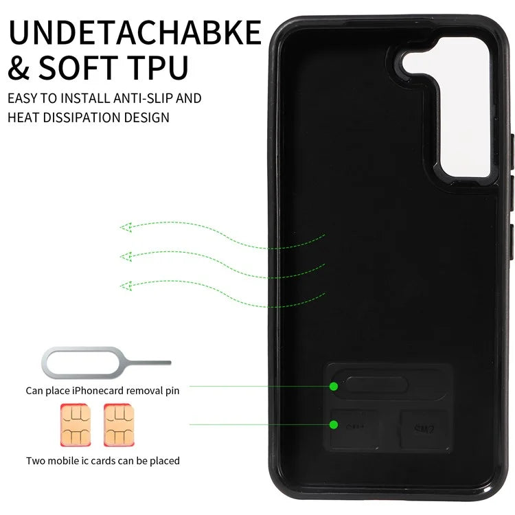 006 For Samsung Galaxy S22 5G Case with Single Card Slot PU TPU Shockproof Back Cover