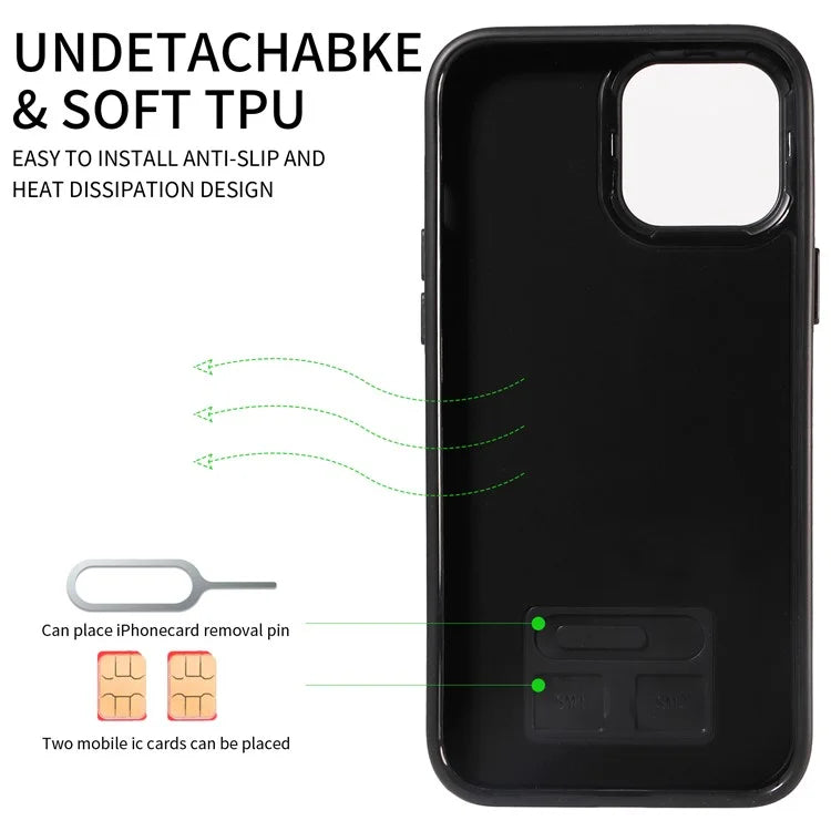 006 For iPhone 13 Pro Max Back Case Calf Texture PU TPU Phone Cover with Card Slot