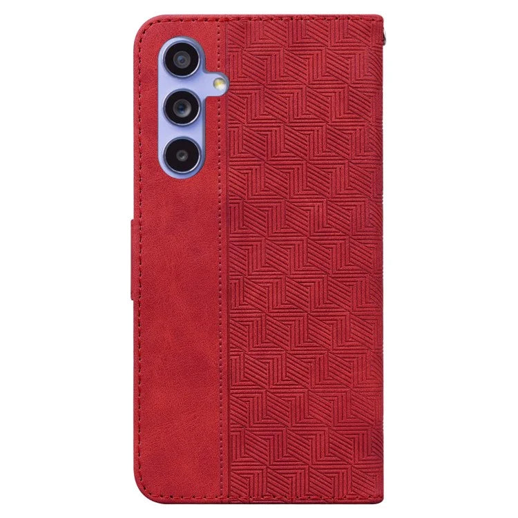 For Samsung Galaxy A35 5G Leather Wallet Case Geometry Imprinted Phone Cover