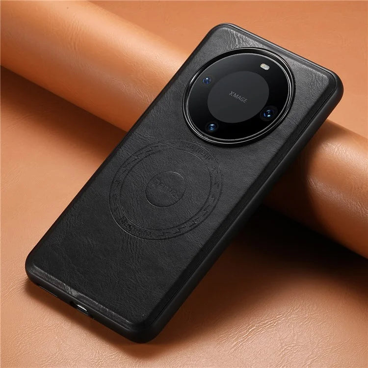 DENIOR For Huawei Mate 60 Pro / Mate 60 Pro+ Magnetic Case Cowhide Texture Phone Cover