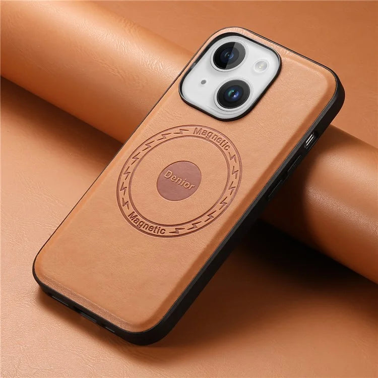 DENIOR For iPhone 15 Plus Magnetic Case Compatible with MagSafe Leather+PC+TPU Cover