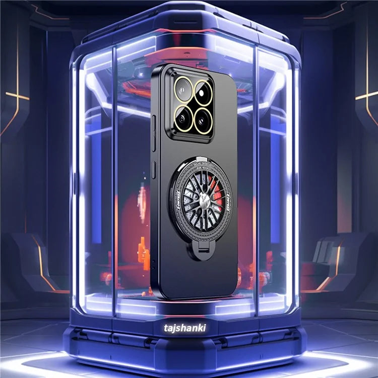 VOERO For Xiaomi 14 Protective Phone Case Rotating Gyro Kickstand PC Case with Lens Film