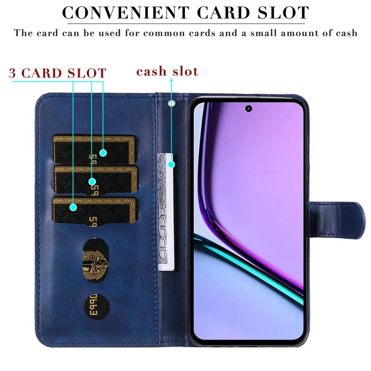 For Realme C67 4G Case Calf Texture Leather Phone Cover Zipper Pocket