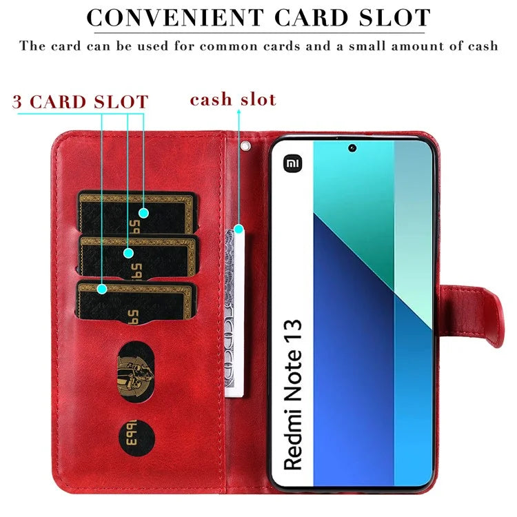For Xiaomi Redmi Note 13 4G Wallet Case Zipper Pocket PU Leather Phone Cover