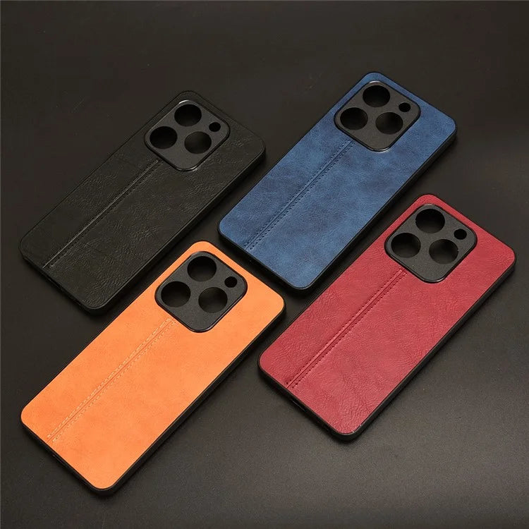 For Transsion Infinix Smart 8 4G Case Cowhide Texture PU Leather Coated PC+TPU Phone Shell