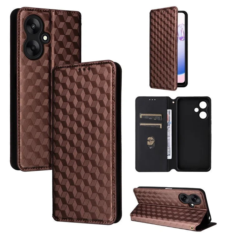 For Xiaomi Redmi 13C 5G / Redmi 13R 5G / Poco M6 5G Magnetic Phone Case Imprinted Rhombus Cover