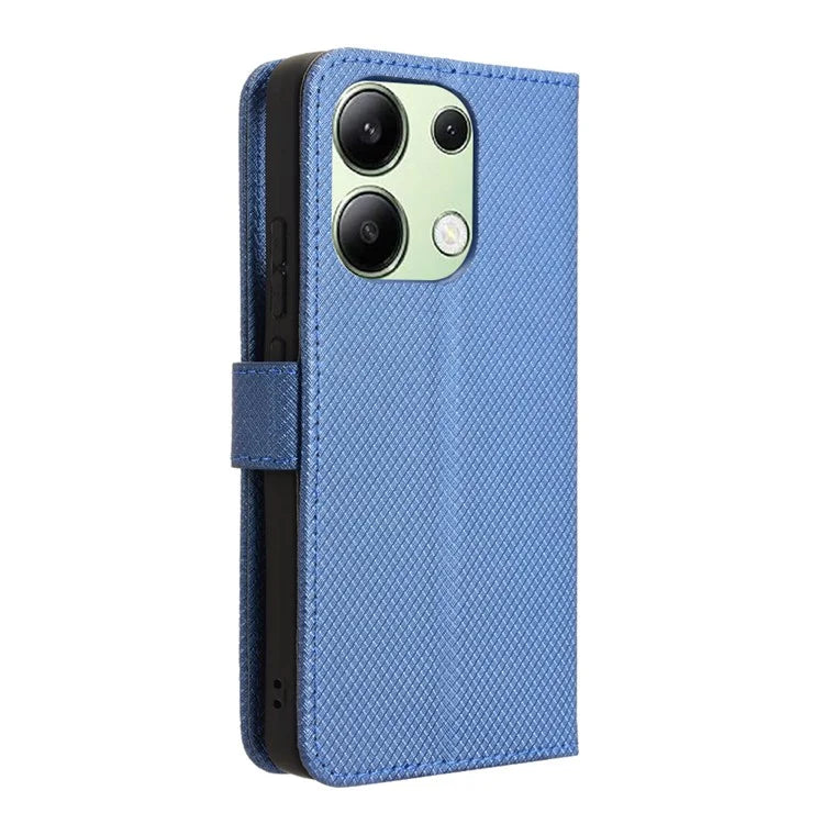 For Xiaomi Redmi Note 13 4G Wallet Phone Case Diamond Texture PU Leather Cover