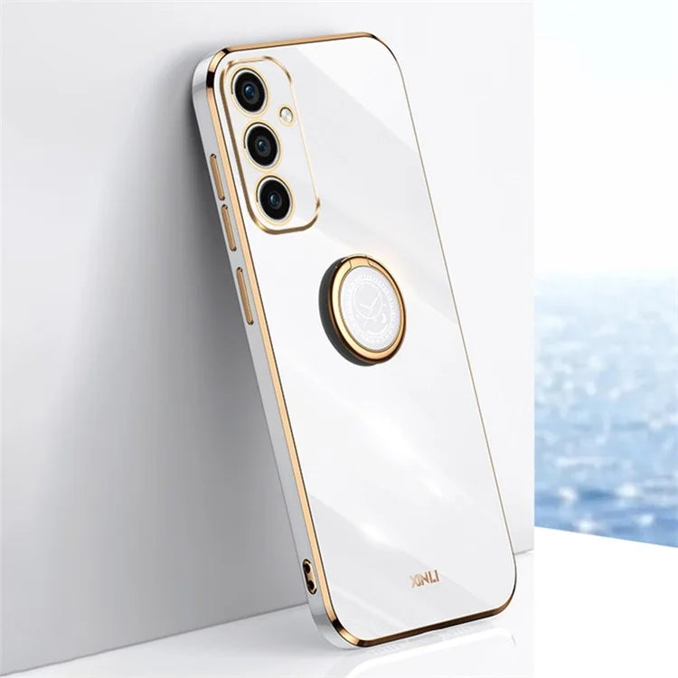 XINLI For Samsung Galaxy A55 5G Cell Phone Case Electroplating Gold Edge Kickstand Shell