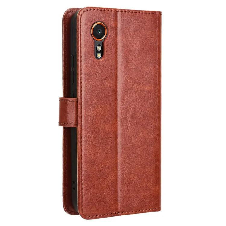 For Samsung Galaxy Xcover 7 Cell Phone Case Anti-scratch Leather Crazy Horse Texture Shell