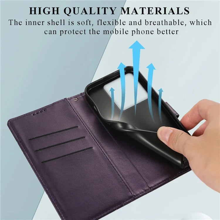 DF-06 For Xiaomi Redmi Note 13 Pro 5G / Poco X6 5G Leather Case Line Imprinted Wallet Cover