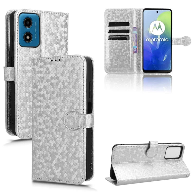 For Motorola Moto G04 4G / G24 4G Wallet Case Dot Pattern Imprinted Leather Cover