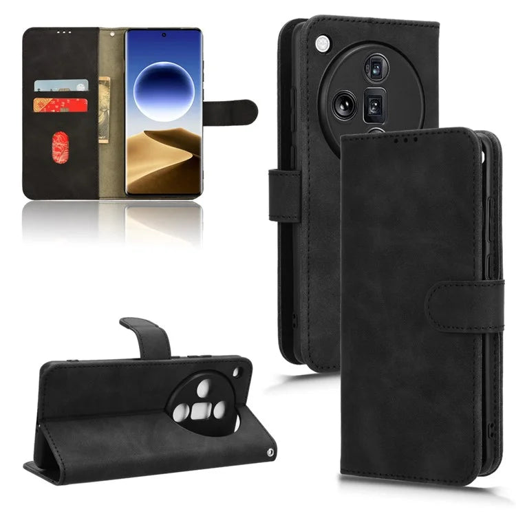 For Oppo Find X7 Ultra Case Wallet PU Leather Phone Cover Skin-touch Texture