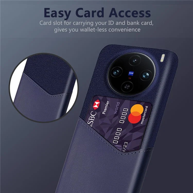 For vivo X100 Pro 5G Protective Case with Card Holder PU Leather+PC Scratch Resistant