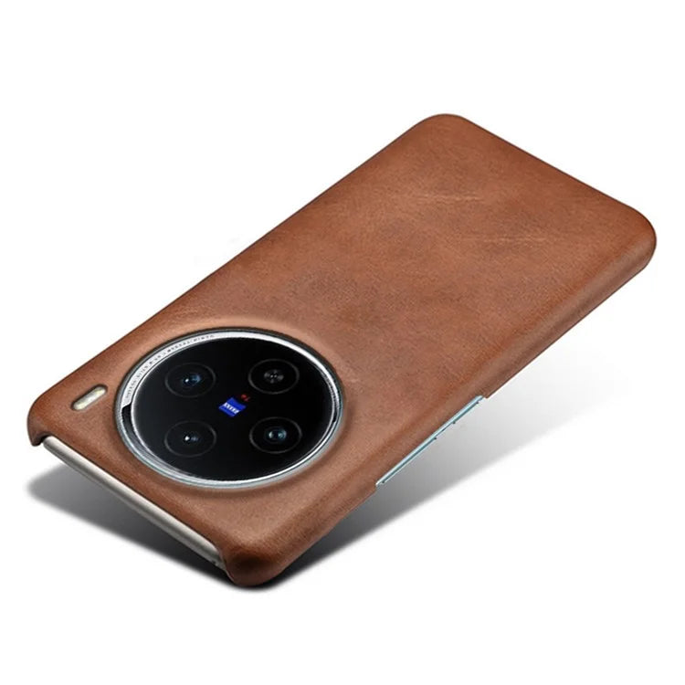 For vivo X100 5G Phone Case PU Leather Coated PC Back Cover Calf Texture