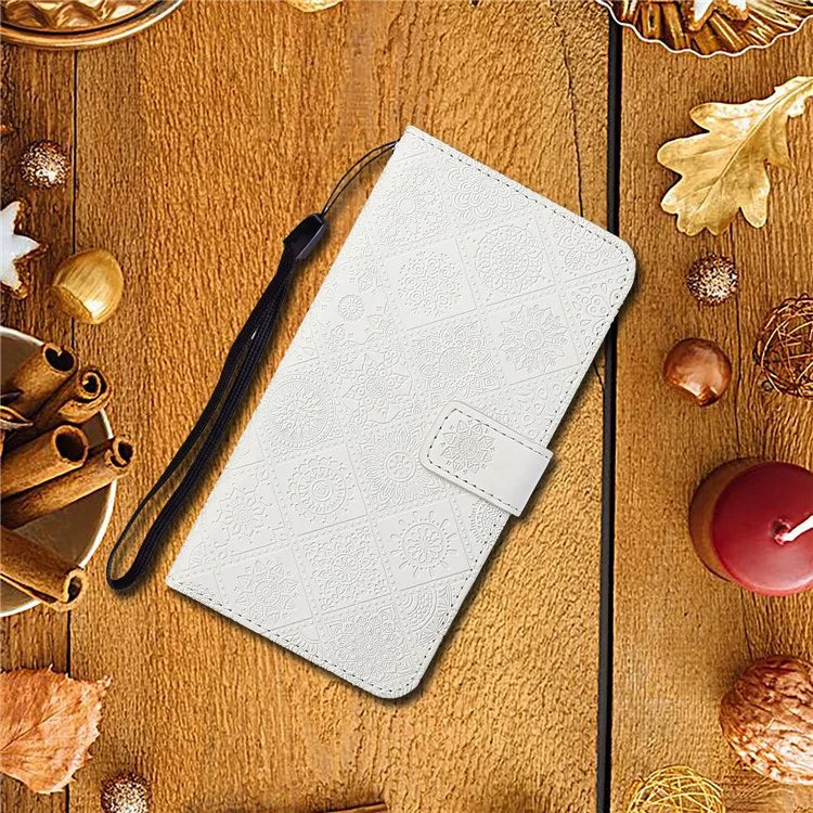 For Samsung Galaxy A25 5G (Global) (161.0 x 76.5 x 8.3mm) Wallet Case Leather+TPU Ethnic Style Cover