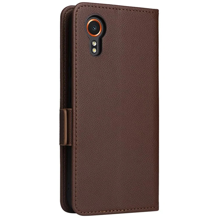 For Samsung Galaxy Xcover 7 Litchi Texture Leather Case Wallet Shockproof Phone Cover
