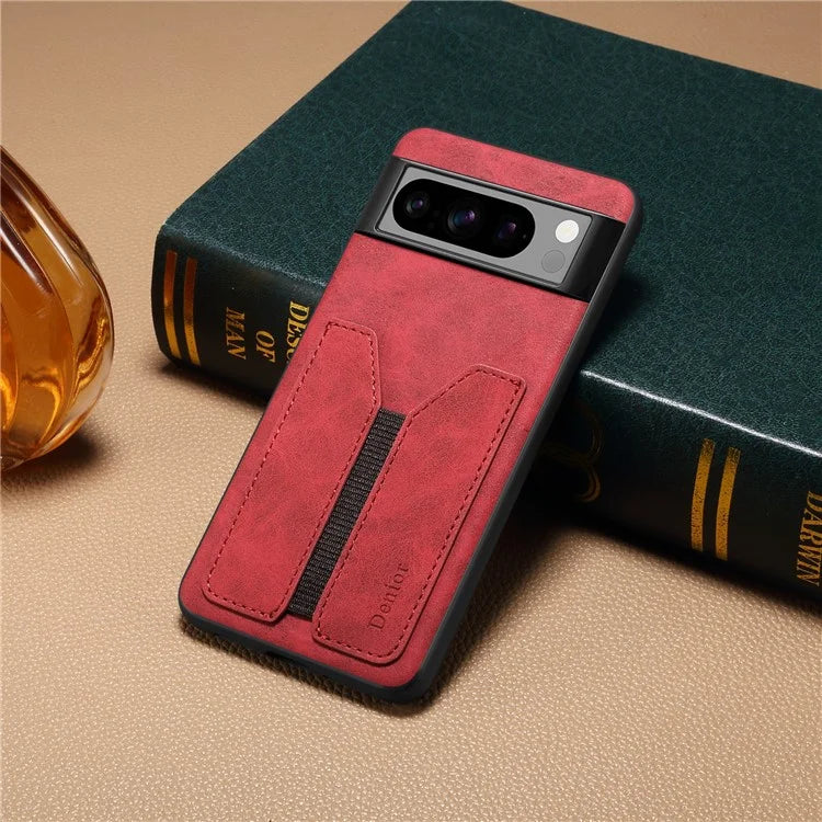 DENIOR For Google Pixel 8 Pro Case PU Leather Phone Back Cover with Elastic Card Holder