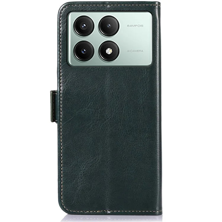 ABEEL For Xiaomi Redmi K70E 5G / Poco X6 Pro 5G Case Crazy Horse Texture Folio Stand Phone Cover