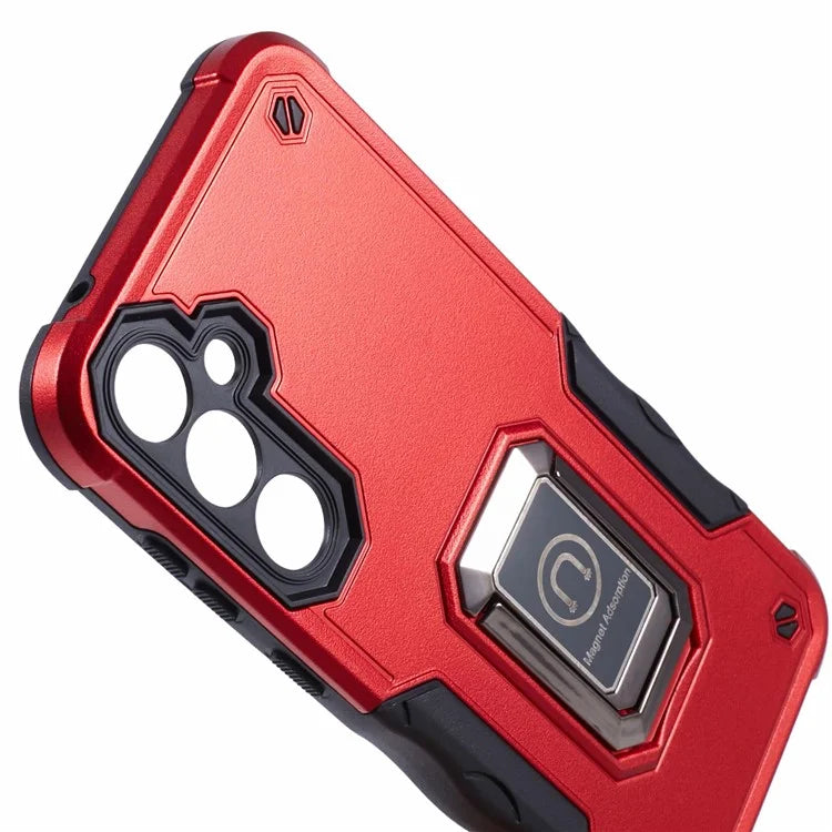 For Samsung Galaxy S23 FE Case Anti-drop PC+TPU Phone Cover with Ring Kickstand