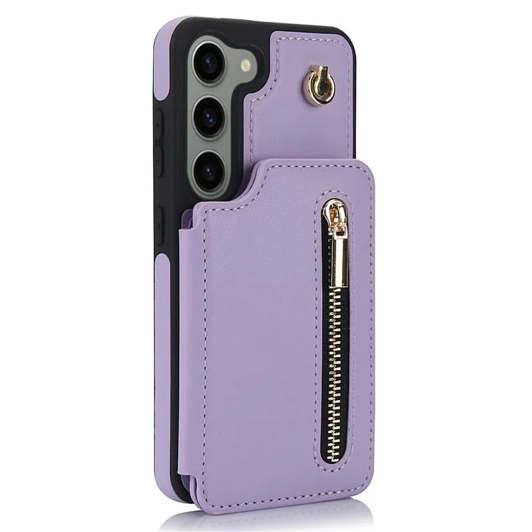 For Samsung Galaxy S23 Case with Card Holder Crossbody Leather Back Cover RFID Blocking