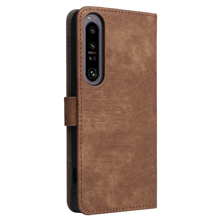 For Sony Xperia 1 IV 5G Wallet Case RFID Blocking PU Leather Cover Stand with Strap
