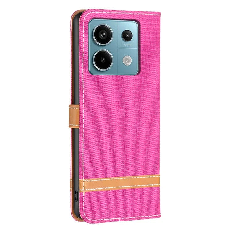 For Xiaomi Redmi Note 13 Pro 4G / Poco M6 Pro 4G Leather Wallet Case Jeans Cloth Texture Protective Cover