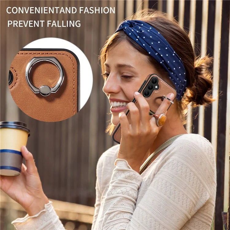 006 For Samsung Galaxy A25 5G (Global) (161.0 x 76.5 x 8.3mm) Case Card Slot Phone Cover Ring Holder