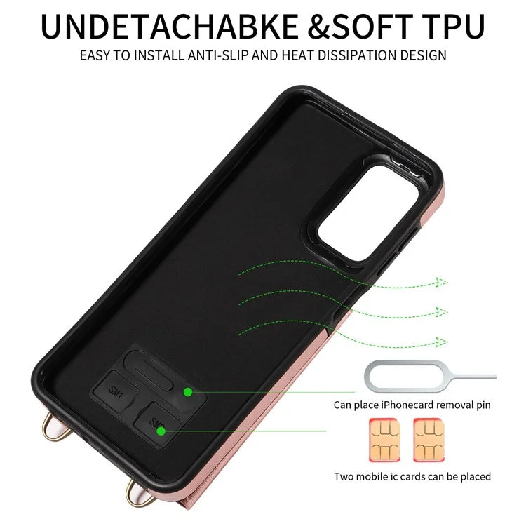 002 For Samsung Galaxy A25 5G (Global) (161.0 x 76.5 x 8.3mm) Crossbody Case Card Holder Bag Phone Cover