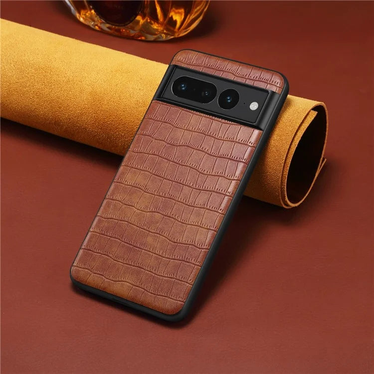 For Google Pixel 7 Pro 5G Back Case Crocodile Textured Shockproof Phone Cover