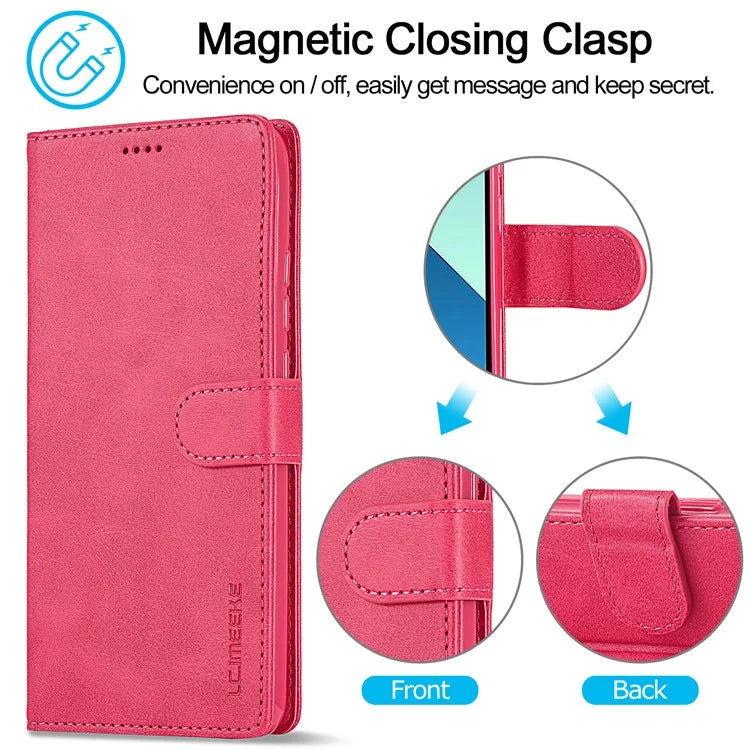 LC.IMEEKE For Xiaomi Redmi Note 13 4G Wallet Case Calf Texture Leather Folio Phone Cover