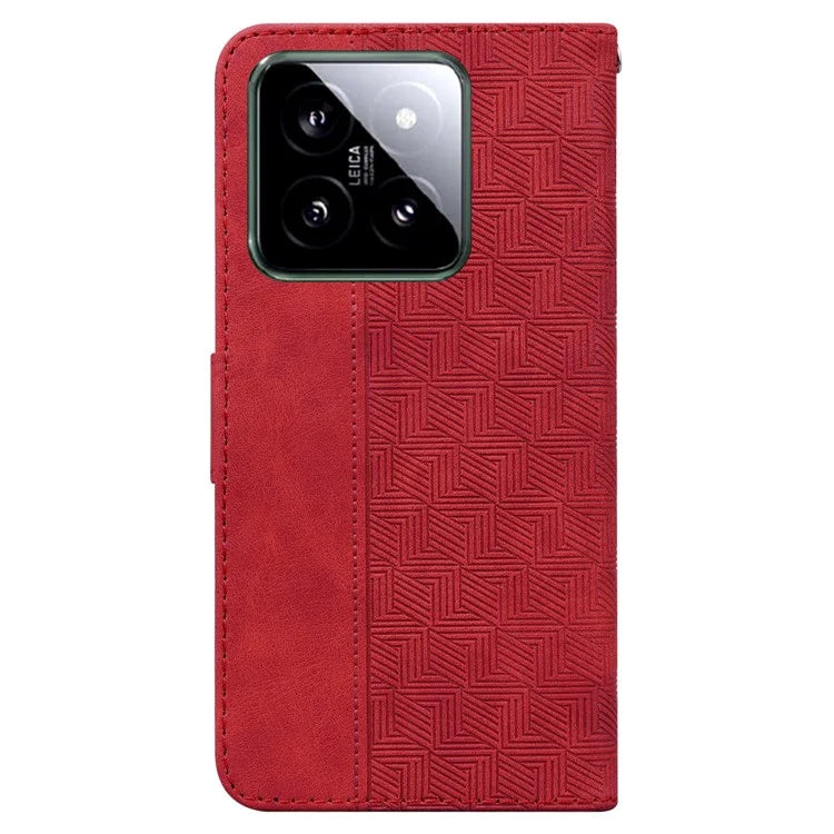 For Xiaomi 14 Case Geometry Pattern Imprinted Leather Phone Cover